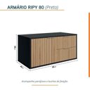 Ver imagem 5 de Conjunto para Banheiro Bancada em Porcelanato com Cuba Esculpida, Armário e Espelho Ripy 80cm Preto/Wood