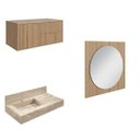 Ver imagem 2 de Conjunto para Banheiro Bancada em Porcelanato com Cuba Esculpida, Armário e Espelho Ripy 80cm Yescas