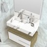 Conjunto para Banheiro Bancada em Porcelanato com Cuba Esculpida, Armário e Espelho Ripy 80cm - 10
