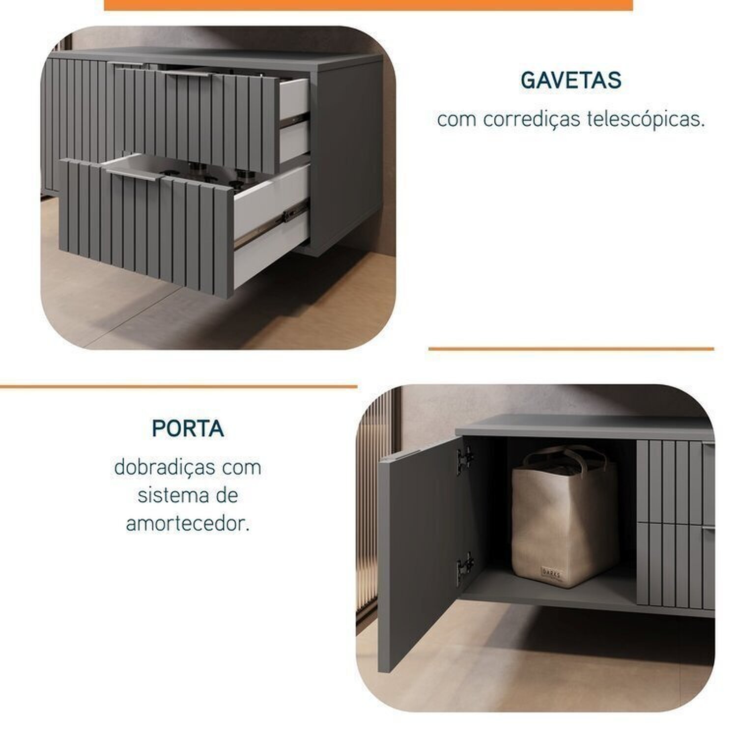 Conjunto para Banheiro Bancada em Porcelanato com Cuba Esculpida, Armário e Espelho Ripy 80cm - 7