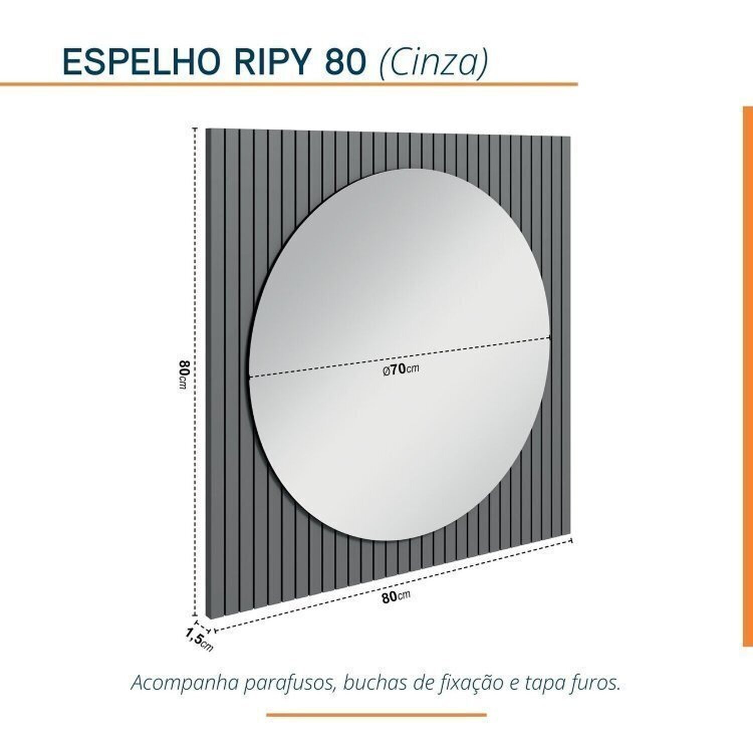 Conjunto para Banheiro Bancada em Porcelanato com Cuba Esculpida, Armário e Espelho Ripy 80cm - 4