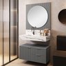 Conjunto para Banheiro Bancada em Porcelanato com Cuba Esculpida, Armário e Espelho Ripy 80cm - 8