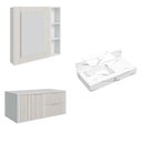 Ver imagem 2 de Conjunto para Banheiro Bancada em Porcelanato com Cuba Esculpida, Armário e Espelheira Ripy 80cm Ye