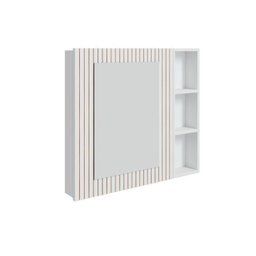 Conjunto para Banheiro Bancada em Porcelanato com Cuba Esculpida, Armário e Espelheira Ripy 80cm - 10