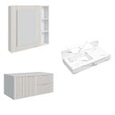 Ver imagem 2 de Conjunto para Banheiro Bancada em Porcelanato com Cuba Esculpida, Armário e Espelheira Ripy 80cm Branco