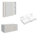 Ver imagem 2 de Conjunto para Banheiro Bancada em Porcelanato com Cuba Esculpida, Armário e Espelheira Ripy 80cm