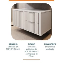 Conjunto para Banheiro Bancada em Porcelanato com Cuba Esculpida, Armário e Espelheira Ripy 80cm - 6