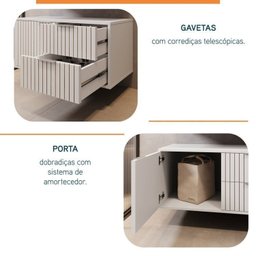Conjunto para Banheiro Bancada em Porcelanato com Cuba Esculpida, Armário e Espelheira Ripy 80cm - 7