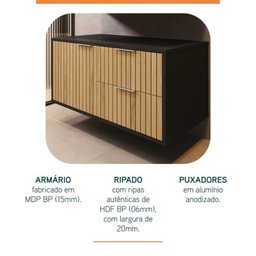 Conjunto para Banheiro Bancada em Porcelanato com Cuba Esculpida, Armário e Espelheira Ripy 80cm - 6