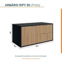 Ver imagem 4 de Conjunto para Banheiro Bancada em Porcelanato com Cuba Esculpida, Armário e Espelheira Ripy 80cm Preto/Wood