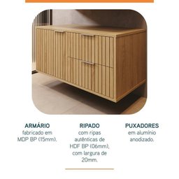 Conjunto para Banheiro Bancada em Porcelanato com Cuba Esculpida, Armário e Espelheira Ripy 80cm - 6