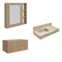 Ver imagem 2 de Conjunto para Banheiro Bancada em Porcelanato com Cuba Esculpida, Armário e Espelheira Ripy 80cm Yes