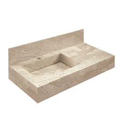Conjunto para Banheiro Bancada em Porcelanato com Cuba Esculpida, Armário e Espelheira Ripy 80cm - 12