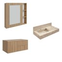 Ver imagem 2 de Conjunto para Banheiro Bancada em Porcelanato com Cuba Esculpida, Armário e Espelheira Ripy 80cm