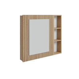 Conjunto para Banheiro Bancada em Porcelanato com Cuba Esculpida, Armário e Espelheira Ripy 80cm - 10
