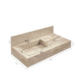 Conjunto para Banheiro Bancada em Porcelanato com Cuba Esculpida, Armário e Espelheira Ripy 80cm - 8