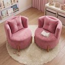 Ver imagem 3 de Kit 2 Poltronas Orgânica Curva Luna Veludo Rosa - Montanaris Decor