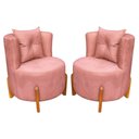 Ver imagem 1 de Kit 2 Poltronas Orgânica Curva Luna Veludo Rosa - Montanaris Decor