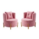 Ver imagem 4 de Kit 2 Poltronas Orgânica Curva Luna Veludo Rosa - Montanaris Decor