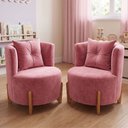 Ver imagem 1 de Kit 2 Poltronas Orgânica Curva Luna Veludo Rosa - Montanaris Decor