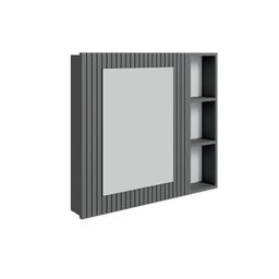 Conjunto para Banheiro Bancada em Porcelanato com Cuba Esculpida, Armário e Espelheira Ripy 80cm - 10