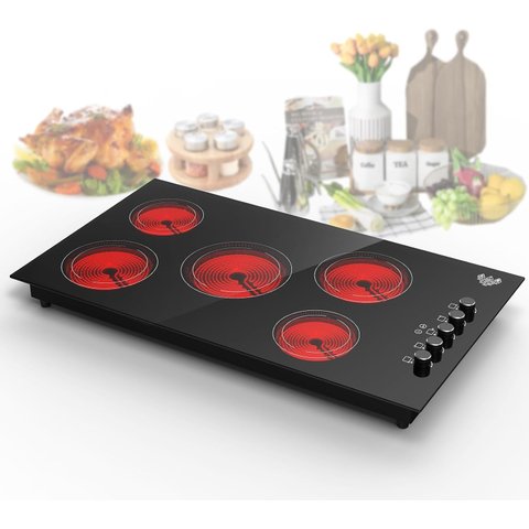 Vbgk Cooktop Elétrico 36 Polegadas 8000w com 5 Queimadores e Trava de Segurança