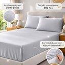 Ver imagem 2 de Jogo de Cama Quality King Micropercal 600 Fios Macio Cinza Casa Show Enxovais