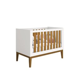 Quarto de bebê Elfe com guarda-roupa 4 portas, cômoda com porta e berço minicama Noah Branco/Savana  - 4