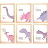 Quadro Infantil Dinossauro Rosa 6 Un A4 Vidro e Pendurador - 1