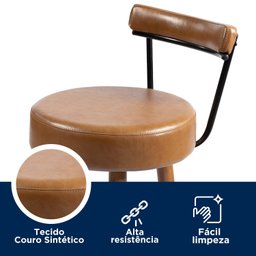 Kit 2 Banquetas Madeira Maciça Couro Sintético Napoles - 10