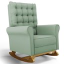 Ver imagem 1 de Poltrona de Amamentação e Descanso Base Madeira Balanço Brenda G05 Veludo Verde - Mpozenato