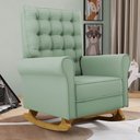 Ver imagem 2 de Poltrona de Amamentação e Descanso Base Madeira Balanço Brenda G05 Veludo Verde - Mpozenato