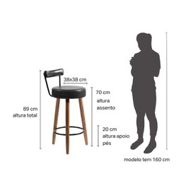 Kit 2 Banquetas Madeira Maciça Couro Sintético Napoles - 4