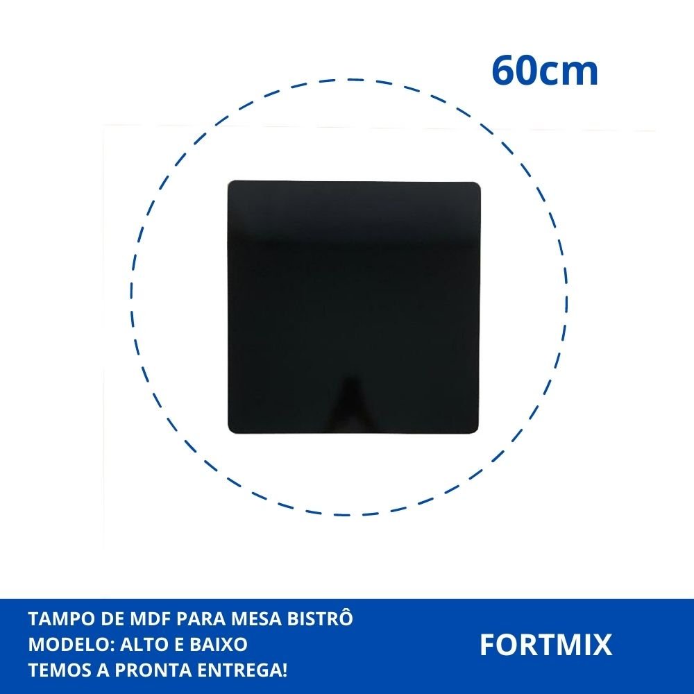 Tampo para Mesa Bistrô Gourmet 60cm - Preto:quadrado - 2