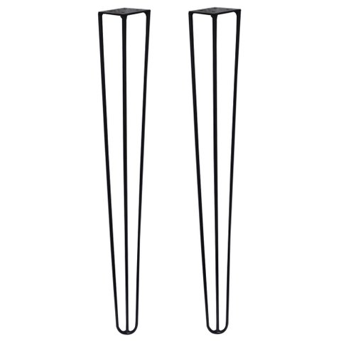 Kit 2 Pés de Metal 60 CM Hairpin Legs Mesa de Canto Aparador Preto