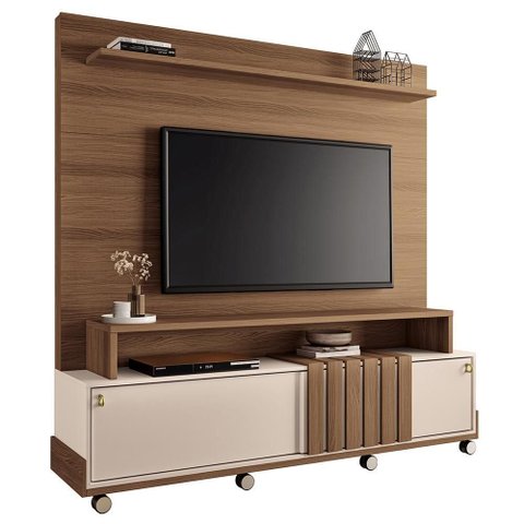 Estante Home Theater Bold Castanho/off White para Tv até 65” - Hb Móveis
