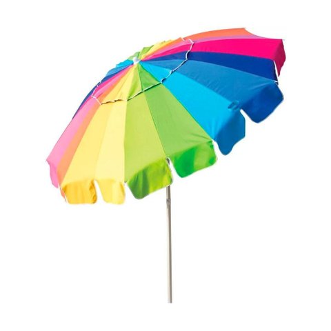 Kit Guarda Sol Praia 2,20m Rainbow Color + Brinde Saca Areia