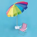 Ver imagem 5 de Kit Guarda Sol Praia 2,20m Rainbow Color + Brinde Saca Areia