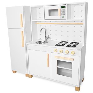 Kit Cozinha Infantil de Madeira com Geladeira - Branco