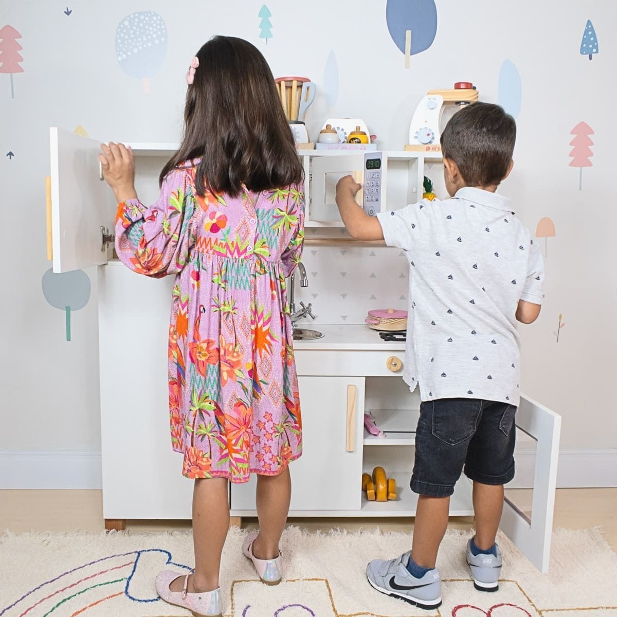 Kit Cozinha Infantil de Madeira com Geladeira - Branco - 5