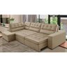 Sofá de Canto Retrátil e Reclinável com Molas LE 3,40x2,00m Viviane Suede Bege Madelina Decor - 1