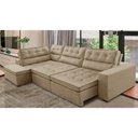 Ver imagem 1 de Sofá de Canto Retrátil e Reclinável com Molas LE 3,40x2,00m Viviane Suede Bege Madelina Decor