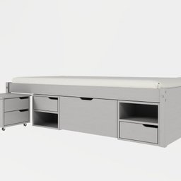 Cama Solteiro Madeira Maciça com 3 Gavetas e 1 Mesa de Cabeceira Charme - 3 Cama Solteiro Madeira Maciça com 3 Gavetas e 1 Mesa de Cabeceira Charme - 3