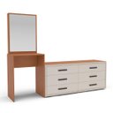 Ver imagem 2 de Cômoda Penteadeira Valência 6 Gavetas Espelho 209x160cm Creme/Freijó 250802