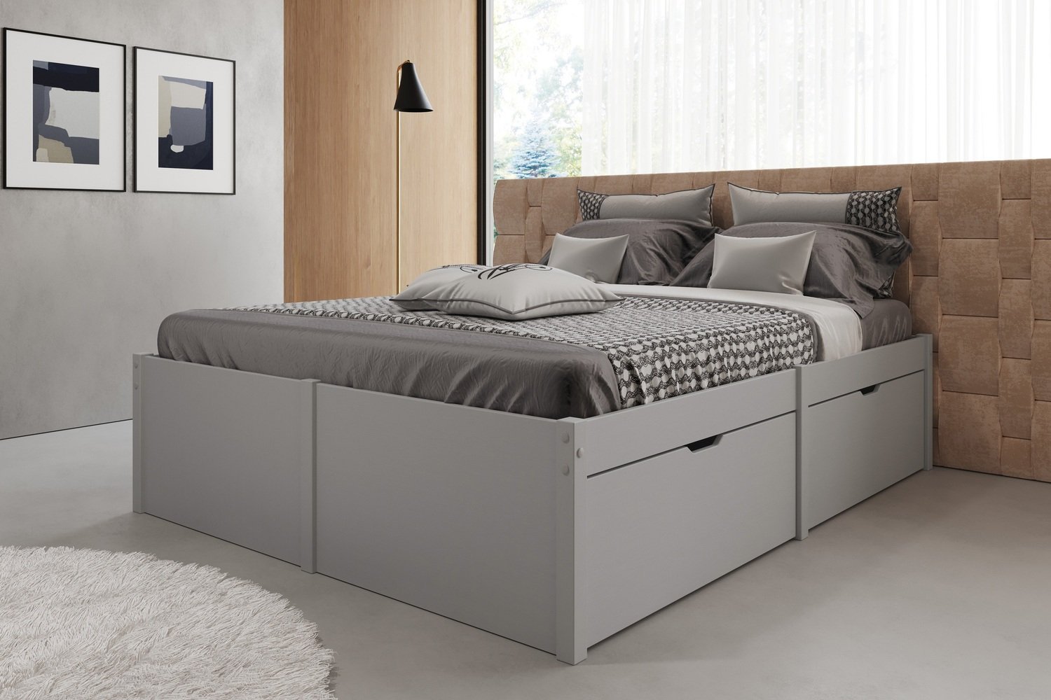 Cama Casal 4 Gavetas Madeira Maciça Beauty Espresso Móveis