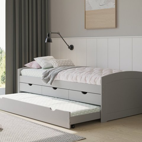 Bicama Solteiro 3 Gavetas em Madeira Maciça Ulli