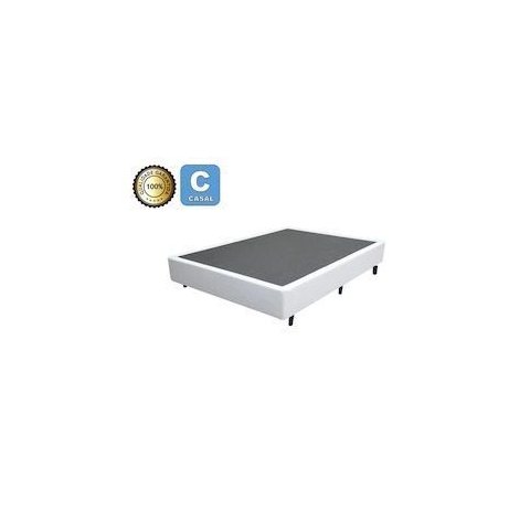 Cama Base Box Casal Sintético Branco 27x138x188 Rosana Colchões