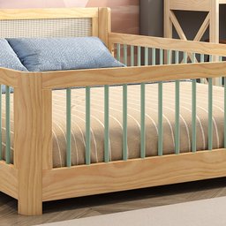 Cama Infantil Casal Montessoriano Wave com Rattan Casatema - 5