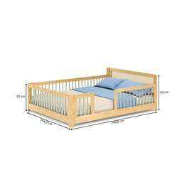 Cama Infantil Casal Montessoriano Wave com Rattan Casatema - 3