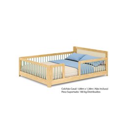Cama Infantil Casal Montessoriano Wave com Rattan Casatema - 11